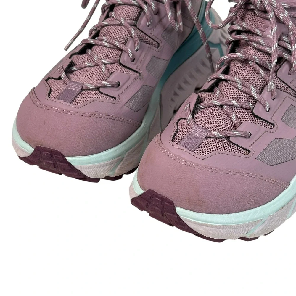HOKA One One TenNine‎ GTX Womens Hiking Boots Trail Vibram Lug Mauve Teal 9.5